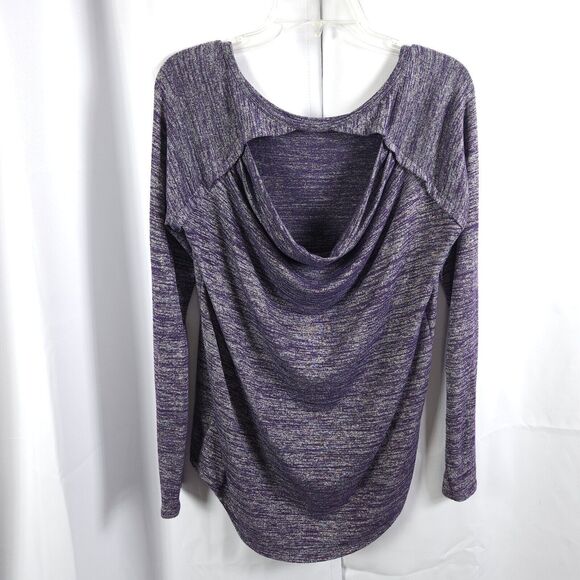 Athleta Womens Small Purple Pose Top Open Back Draped Long Sleeve - Picture 2 of 8